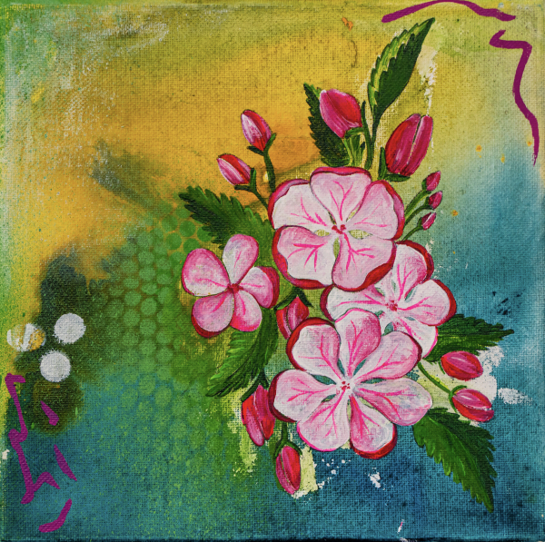 "Flower  Study 1" 6- 12"x12" Mixed Media Paintings - Image 2